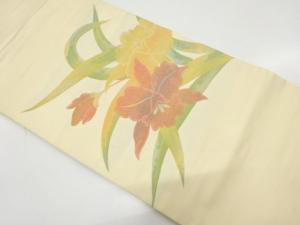 蘭模様織り出し　名古屋帯
